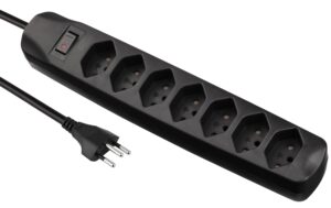 F.power Steckdosenleiste 7xT13 KIT25 230V, H05VV-F 3G1.00, MS, schwarz (5/25)