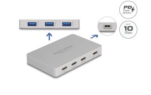 Delock 7 Port USB Hub 4x USB-C Buchse 3x USB-A Buchse mit PD 82 W