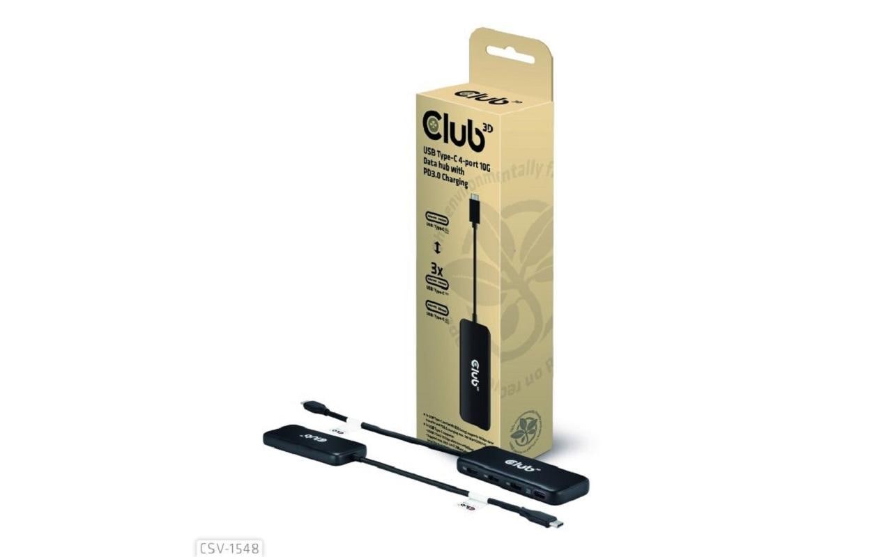 1756005 - Mediatech Club 3D,USB Typ-C 4Port 10G Daten-Hub mit PD3.0 Ladefunktion