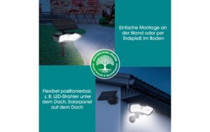 EASYmaxx Solarstrahler 3.7V schwarz Solarleuchte IP64, Wand oder Bodenmontage