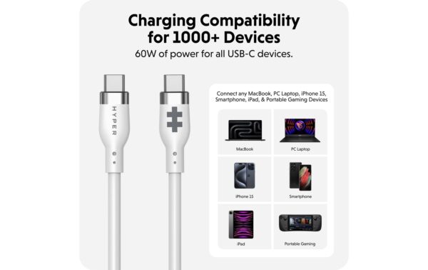 1773599_5 - Mediatech Hyper® 1.5m Silicone USB-C to USB-C 60W weiss