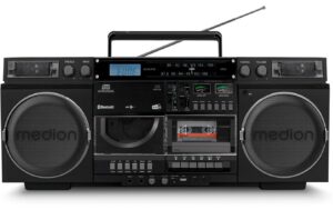 Medion LIFE P66538 Retro Boombox schwarz, DAB+, BT, Kassettendeck