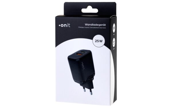 onit GaN-Wandladegerät USB CA 25W schwarz