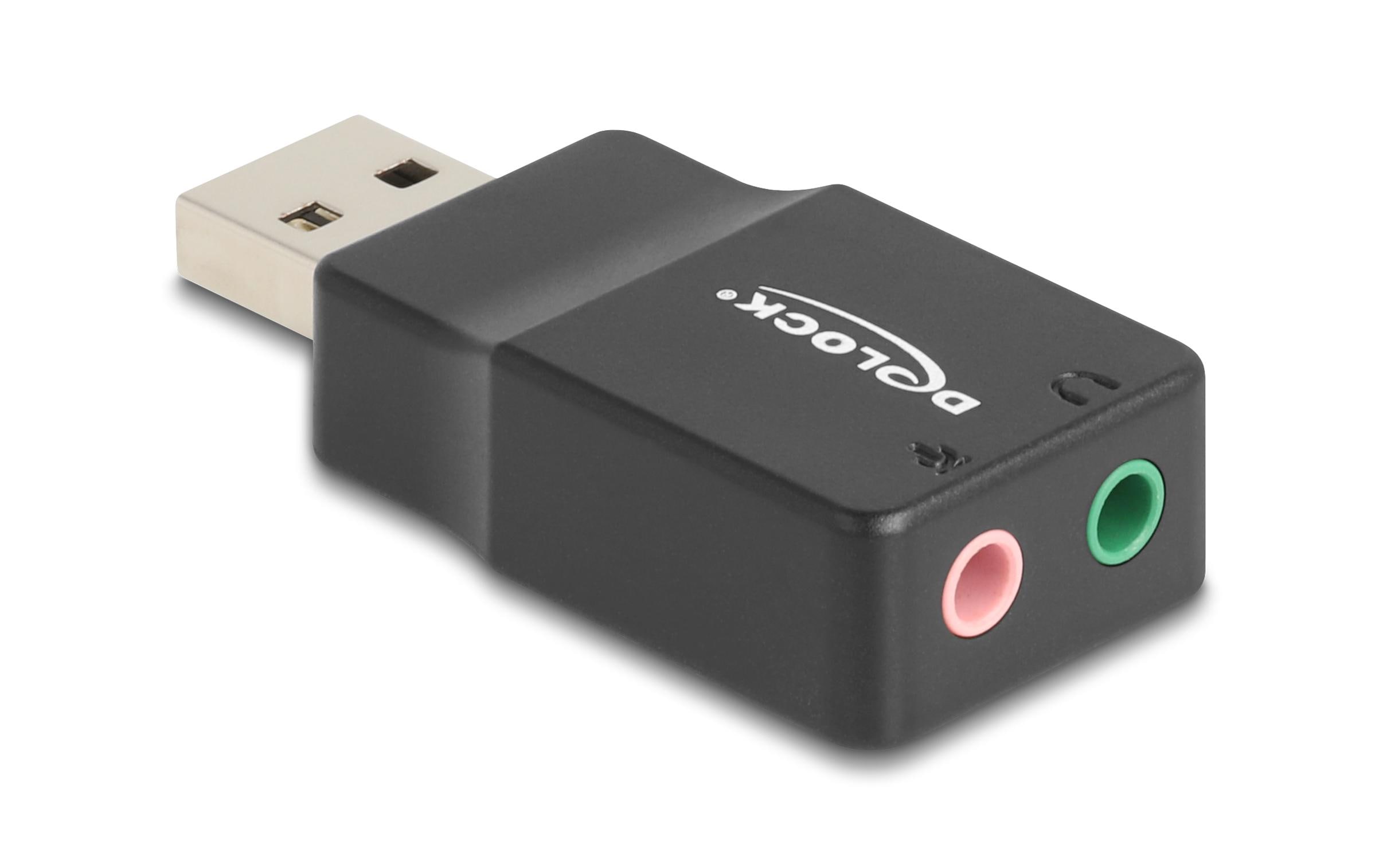 Delock USB-A Stecker-2x3.5mm Klinke Plug&Play Audio Adapter, schwarz