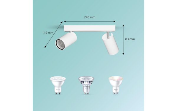 1787781_3 - Mediatech Philips 2er Spot Idris 5W GU10, IP44, ws, ohne Leuchtmittel
