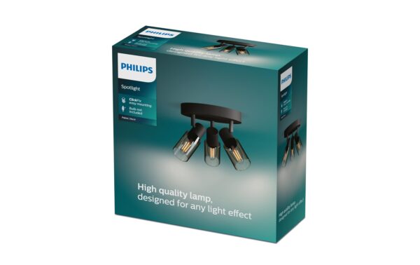 Philips 3er Spot  Palms 25W E14, rund, sz, ohne Leuchtmittel