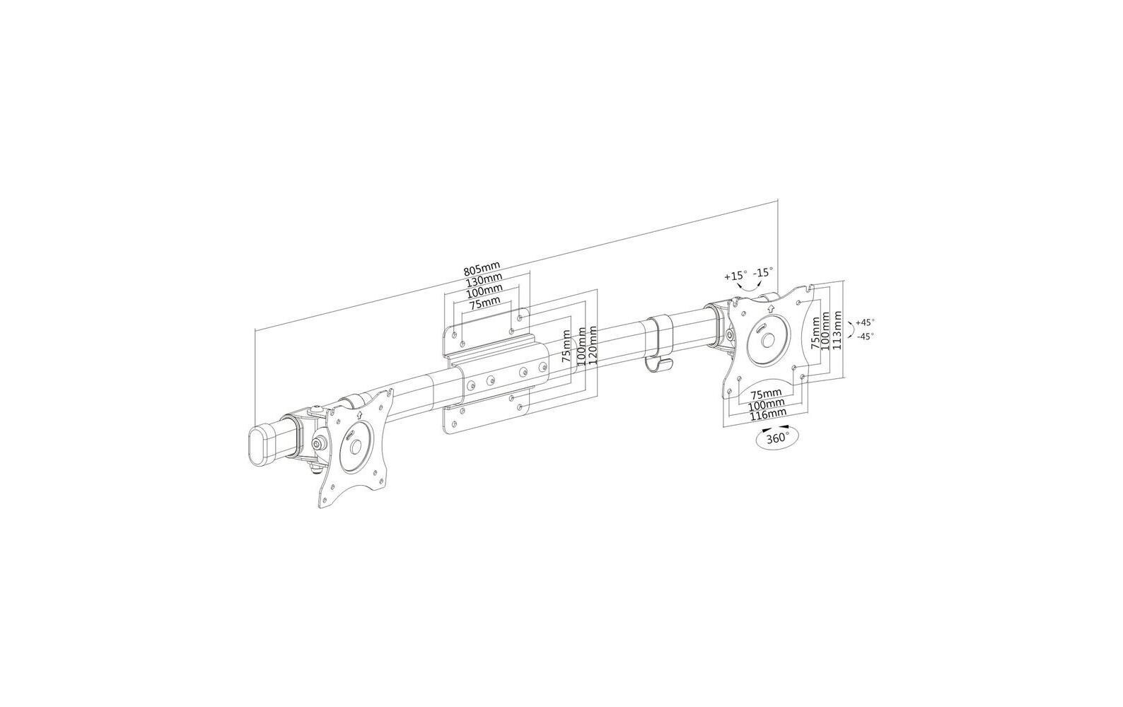 1789903_1 - Mediatech PureMounts PM-OFFICE-AD Adapter Adapter für 2 Monitore, 13-27