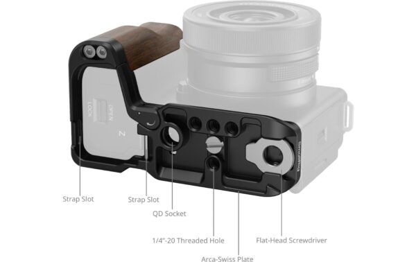 SmallRig L-Shape Mount Plate with Wooden Handle for Sony ZV-E10 II