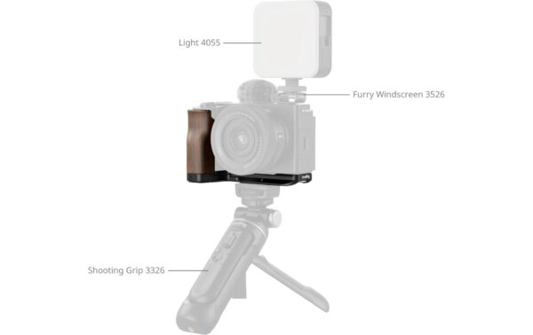 SmallRig L-Shape Mount Plate with Wooden Handle for Sony ZV-E10 II