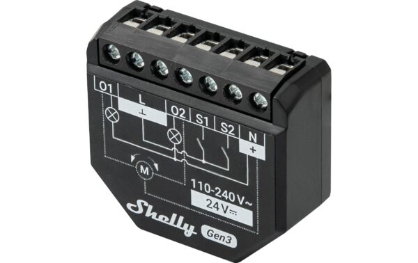 Shelly Plus 2PM Gen3 WiFi-SwitchX2 WLAN Schalt-Messaktor, 2x 10 A, Bluetooth