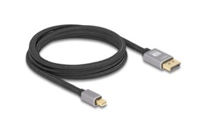 Delock Mini DisplayPort - DisplayPort Kabel 2m, grau, Metall ohne Einrastfunktion