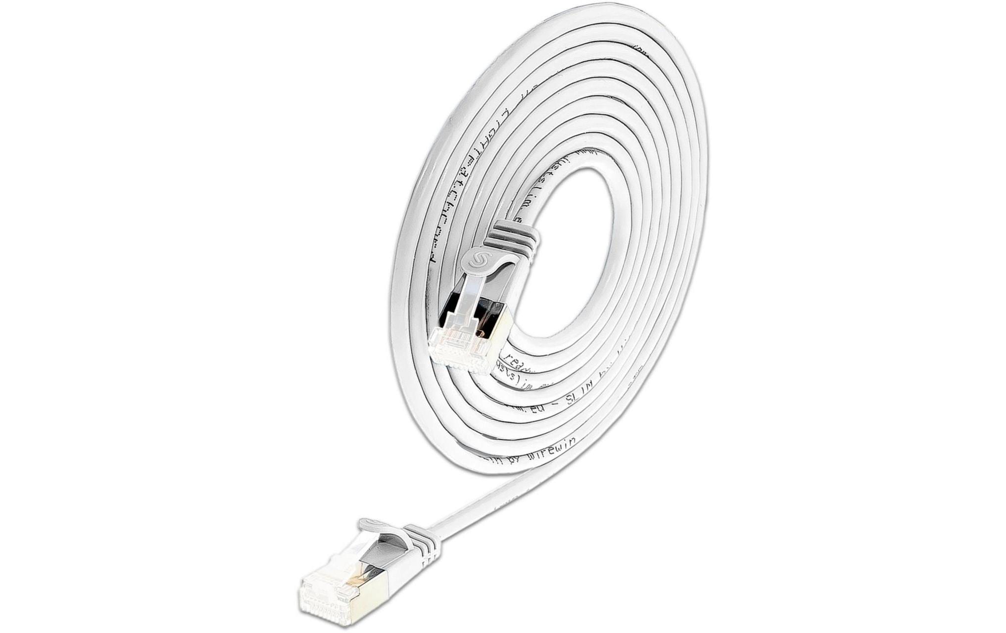 1802133 - Mediatech SLIM Patchkabel: 15cm, weiss, 50-Pack Cat.6A, U/FTP, LSOH, Klinke nicht brechbar