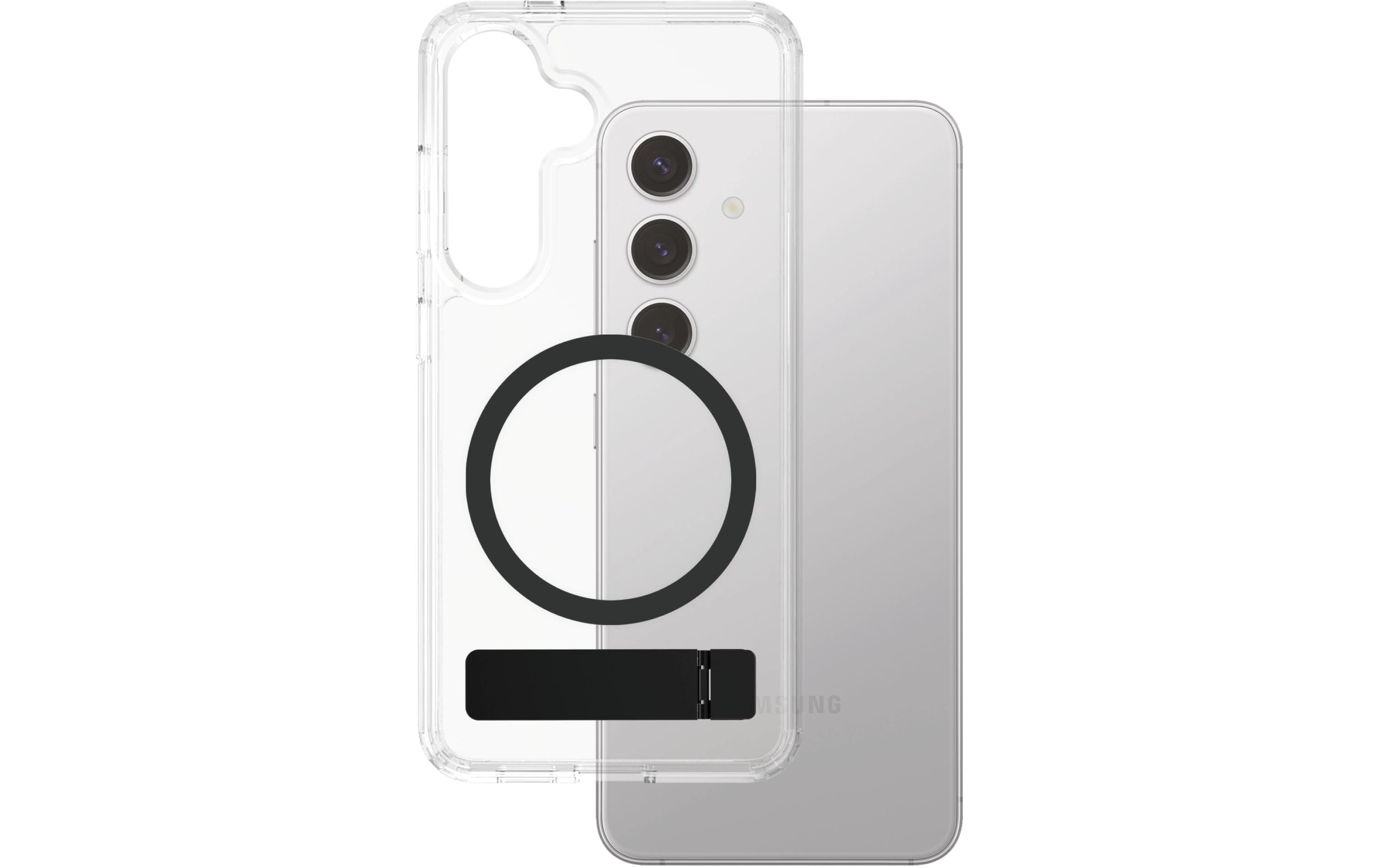 1804461 - Mediatech CARE Backcover Feature Kickstand Black fürs Samsung Galaxy S25, mit QI