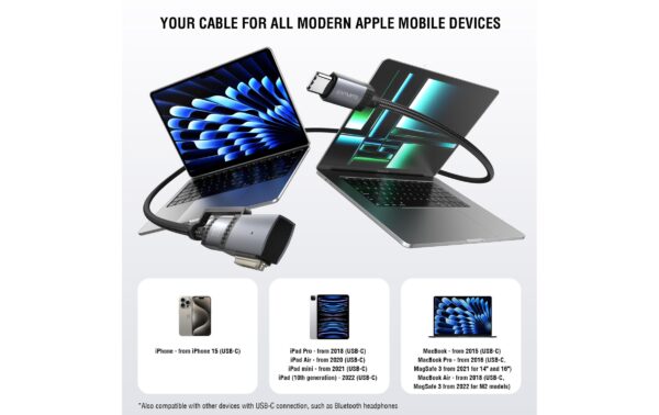 1806467_2 - Mediatech 4smarts Magsafe 3 Adapter und USB-C Kabel 100W, 2m, schwarz