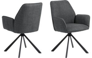 1820847 - Mediatech AC Design Esszimmerstuhl Glenda 2 Stück Stahl/Polyurethan, Dark Grey