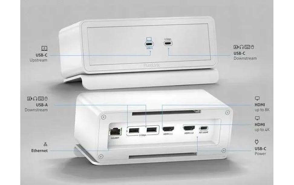 1821098_1 - Mediatech mediahub2 Dock weiss M2-ENC07-9941 2x USB-C bis 100W, Ethernet, 2xHDMI, 2x USB
