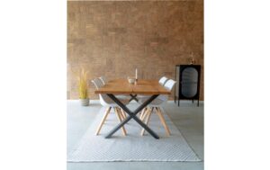1827476_1 - Mediatech House Nordic Stuhl Bergen, 2er Set, Weiss PU-Leder, Stoff, Gummibaum, 86x55cm (HxL)