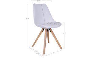 1827476_5 - Mediatech House Nordic Stuhl Bergen, 2er Set, Weiss PU-Leder, Stoff, Gummibaum, 86x55cm (HxL)