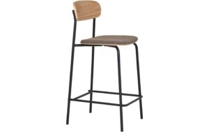 House Nordic Barhocker Estepona, 2er Set Stahl, Polyester,Sperrholz