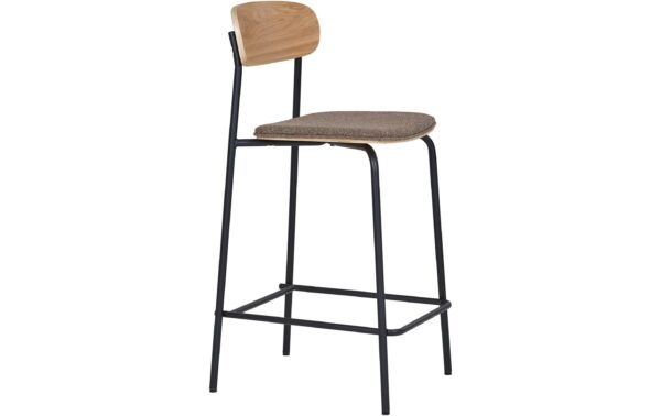 House Nordic Barhocker Estepona, 2er Set Stahl, Polyester,Sperrholz