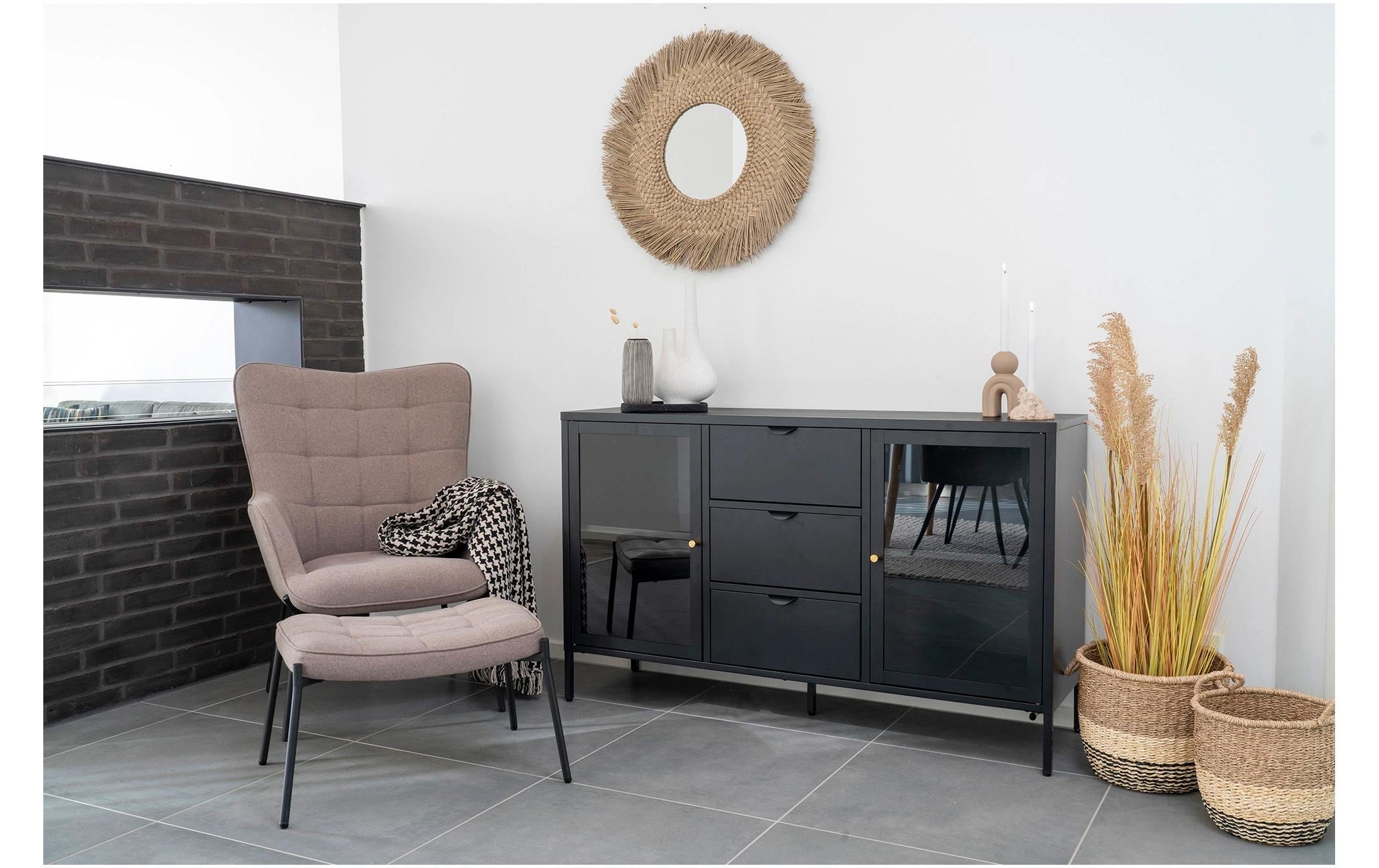 1827503_1 - Mediatech House Nordic Hocker Glasgow, Steinfarben Polyester, Kiefernholz, Stahl