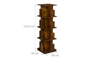 1837329_1 - Mediatech relaxdays Bücherregal 4 Etagen Industrial Spanplatte China, Dunkelbraun