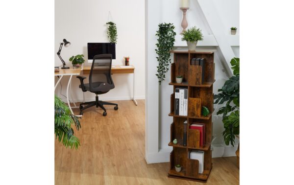 1837329_5 - Mediatech relaxdays Bücherregal 4 Etagen Industrial Spanplatte China, Dunkelbraun