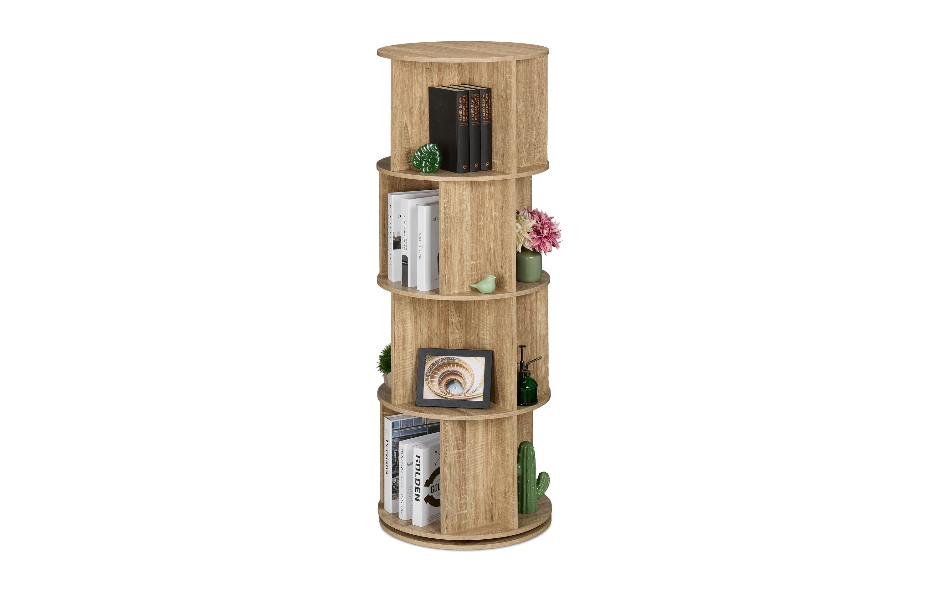 1837330 - Mediatech relaxdays Bücherregal drehbar 4 Etagen Spanplatte China, Hellbraun kaufen Schweiz | Mediatech.ch