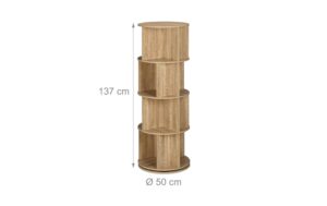 1837330_1 - Mediatech relaxdays Bücherregal drehbar 4 Etagen Spanplatte China, Hellbraun