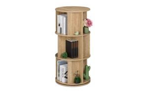 relaxdays Bücherregal drehbar 3 Etagen Spanplatte China, Hellbraun