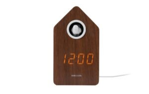KARLSSON Wecker Kuckuck LED inkl. USB Kabel, Dark wood veneer