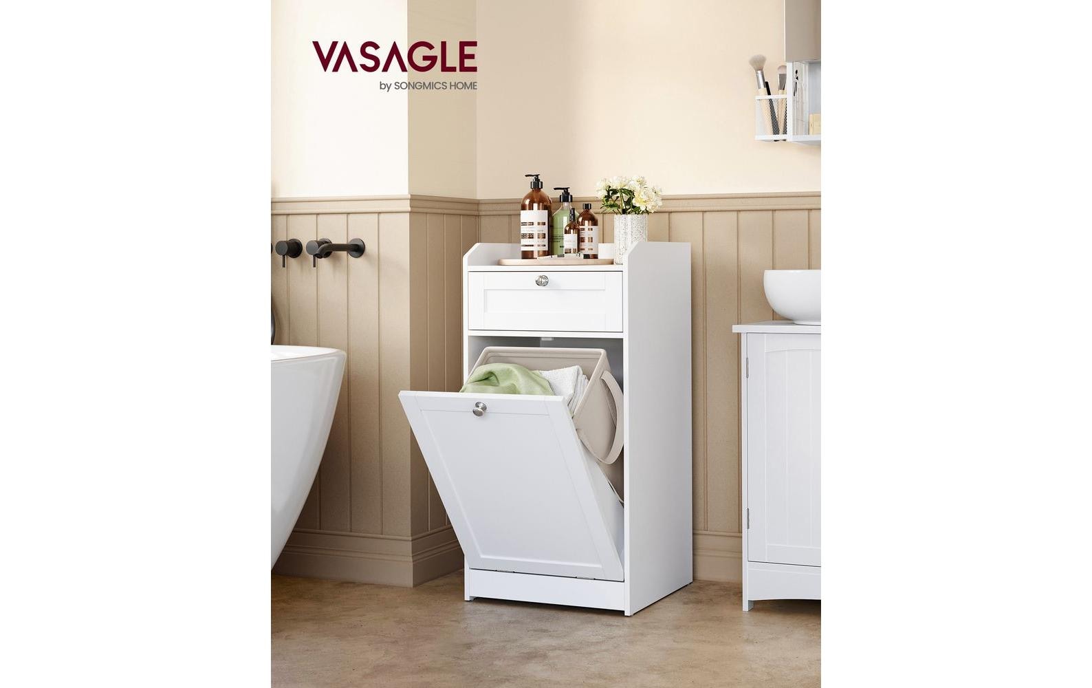1853460_1 - Mediatech Vasagle Aufbewahrungsschrank mit Wäschekorb und Ablage, 40x40x80.2 cm (TxB), MDF