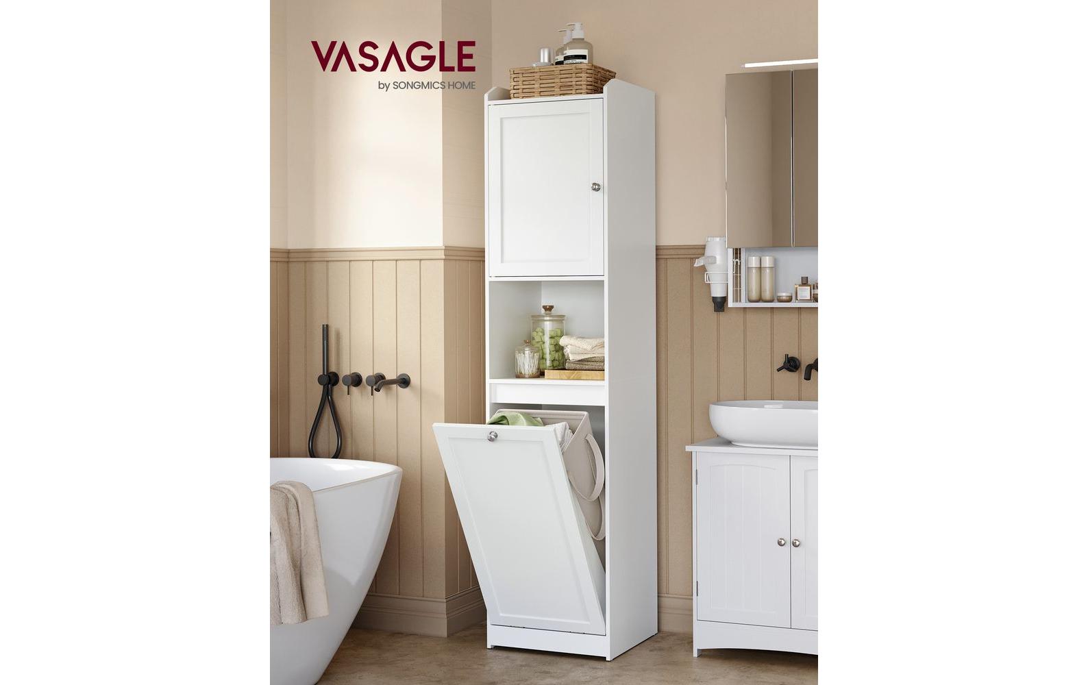 1853461_1 - Mediatech Vasagle Aufbewahrungsschrank mit Wäschekorb 40x40x170 cm (TxBxH),MDF, Polyestergewebe