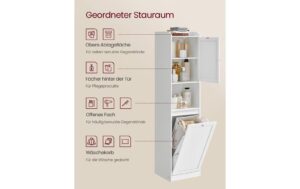 1853461_2 - Mediatech Vasagle Aufbewahrungsschrank mit Wäschekorb 40x40x170 cm (TxBxH),MDF, Polyestergewebe