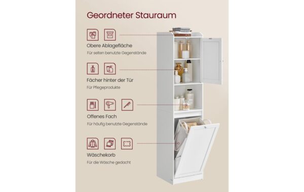 1853461_2 - Mediatech Vasagle Aufbewahrungsschrank mit Wäschekorb 40x40x170 cm (TxBxH),MDF, Polyestergewebe