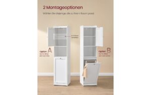 1853461_3 - Mediatech Vasagle Aufbewahrungsschrank mit Wäschekorb 40x40x170 cm (TxBxH),MDF, Polyestergewebe