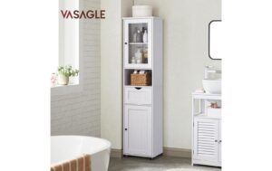 Vasagle Schrank Landhausstil, Weiss Weiss,40x30x165 cm (BxTxH)