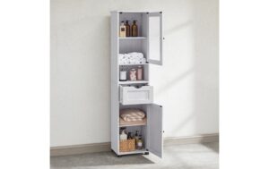 Vasagle Schrank Landhausstil, Weiss Weiss,40x30x165 cm (BxTxH)