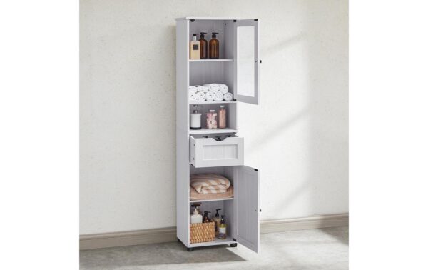 Vasagle Schrank Landhausstil, Weiss Weiss,40x30x165 cm (BxTxH)