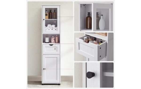 Vasagle Schrank Landhausstil, Weiss Weiss,40x30x165 cm (BxTxH)
