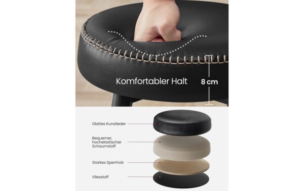 Vasagle Barhocker, 2er Set, Sitzhöhe 75cm 51.6x75 cm (DxH), Traglast 100 kg