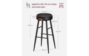 Vasagle Barhocker, 2er Set, Sitzhöhe 75cm 51.6x75 cm (DxH), Traglast 100 kg