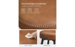 Vasagle Barhocker, 2er Set, Sitzhöhe 75cm 51.6x75 cm (DxH), Traglast 100 kg
