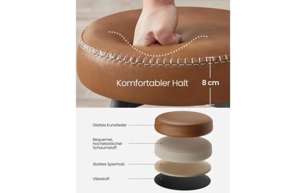 Vasagle Barhocker, 2er Set, Sitzhöhe 75cm 51.6x75 cm (DxH), Traglast 100 kg