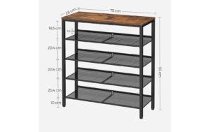 Vasagle Schuhgestell, 4 Gitterablagen 30x75x93 cm (TxBxH),Traglast versch.