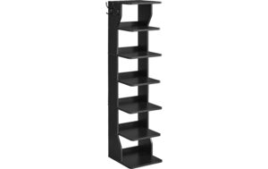 Vasagle Schuhgestell, 6 Ablagen, Schwarz 26.4x30x110.4 cm, Spanplatte, Stahl