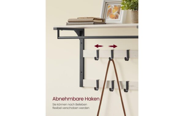 Vasagle Garderobe Ablage und 10 Haken 30x65x42 cm (TxBxH), Stahl, Holzspanplatte