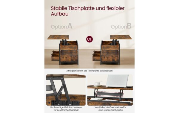 Vasagle Couchtisch Industrial Look 100x50x48 cm, Spanplatte, Eisen