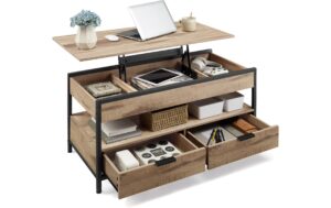 Vasagle Couchtisch Kamelbraun 100x50x48 cm, Spanplatte, Eisen