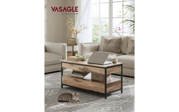 Vasagle Couchtisch Kamelbraun 100x50x48 cm, Spanplatte, Eisen